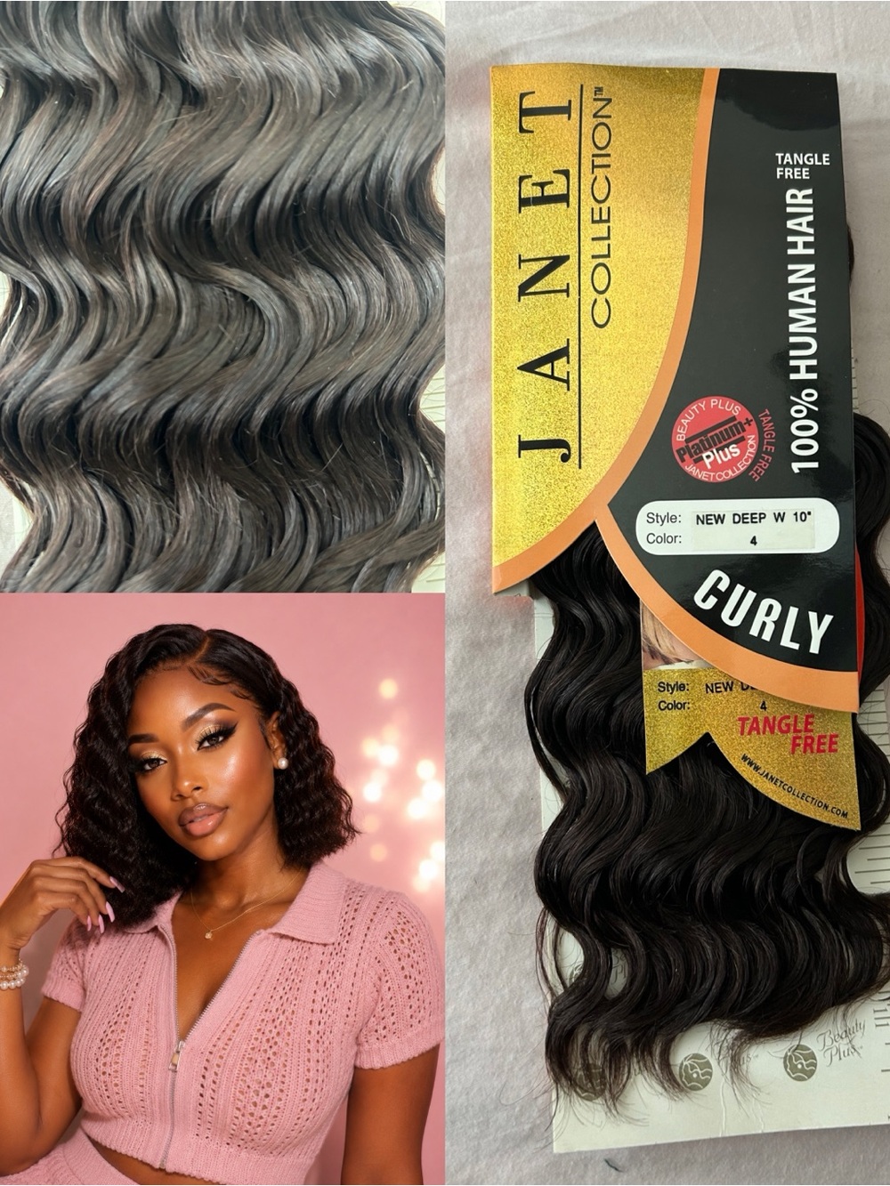 Janet Collection Deep Wave Human Hair Extensions 10 inches- Color 4 (Dark Brown)